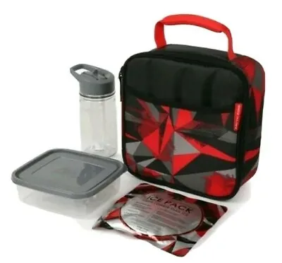 Arctic Zone Red Lunch Box Bag NWT Insulated W/ Container Water Bottle Ice Pack • £19.24