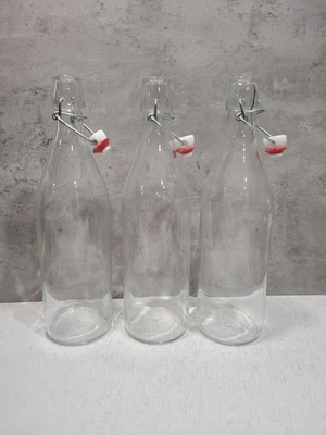 $19.80 • Buy 3 Pack Flip Top Glass Bottle Swing Top Brewing Bottle With Stopper 33 Oz