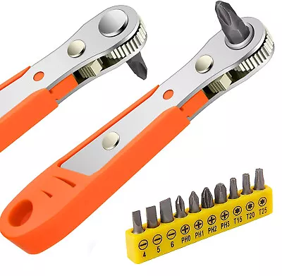 Mini Ratchet Wrench Right Angle Phillips Magnetic Screwdriver For Tight Spaces • $9.86