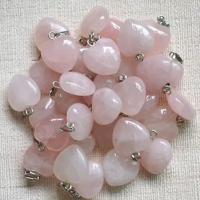 Wholesale Lot 50pcs Rose Quartz Semi-precious Stone Love Heart Charms Pendants • $21.84