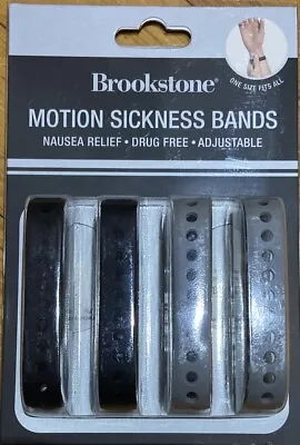 Brookstone Motion Sickness Bands Nausea Relief 4 Pack Black & Grey Silicone New • $2.62