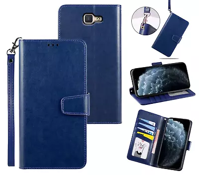 Galaxy J7 Prime Pu Leather Wallet Case Cowhide Finish Lanyard • $7.95