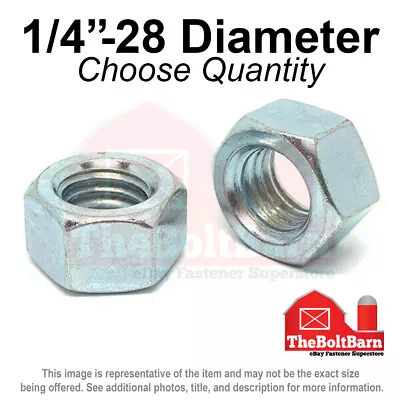 1/4 -28 Grade 5 Finished Hex Nuts Zinc Plated FINE Thread (Pick Quantity) • $8.89