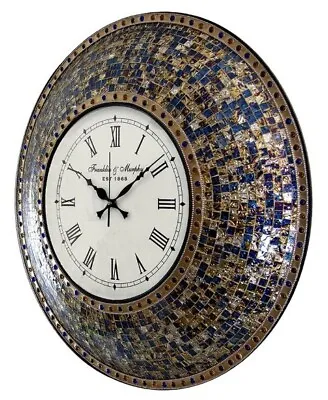 New Beautiful Rounded Mosaic Glass Multicolor Wall Clock For Home  Office • $38