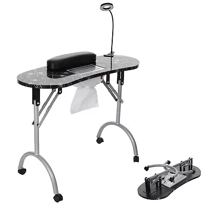 Portable Manicure Nail Table On Wheels With Built-in Dust Collector W/LED O5O9 • $120.98