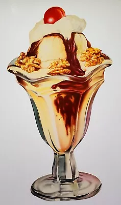 Jumbo 24” Original Vintage 1950s Ice Cream Nut Sundae Die Cut Sign Soda Fountain • $10