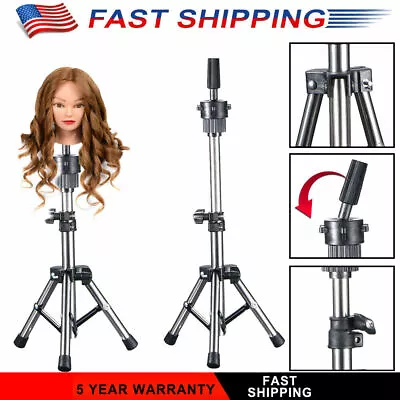 Adjustable Tripod Manikin Mannequin Head Hairdressing Training Stand Wig Holder • $14.25