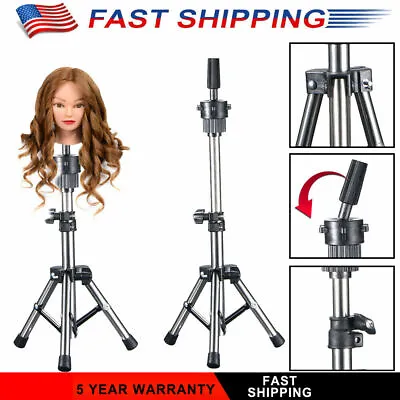 Wig Holder Stand Adjustable Tripod Manikin Mannequin Head Hairdressing Training • $15.43