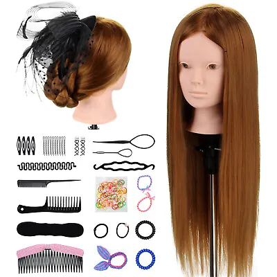 24  50% Real Hair Salon Training Head Practice Makeup Mannequin Doll Braid Set • £19.99