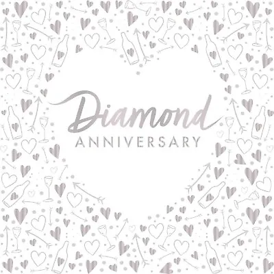 £3.99 • Buy Diamond Wedding Party Napkin 60th Wedding Anniversary Serviettes Shiny Finish 16