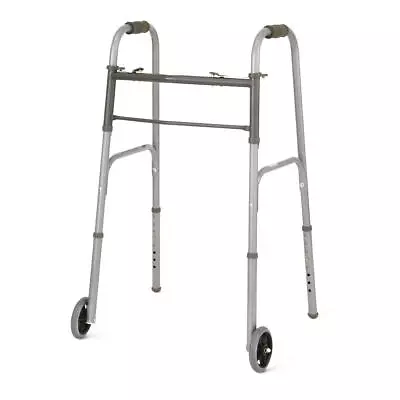 Medline Easy Care 2-Button Folding Walker With 5  Wheels (1 Each)-MDS86410W54BH • $29.99