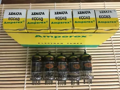 (5) Nos Matched Amperex Ecc83 12ax7a Tubes (made By Mullard) Made In G. Britain • $495