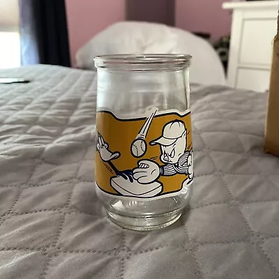 WELCHS Jelly Jar Glass Daffy Duck And Porky Pig-4 Looney Tunes Series 1994 • $5