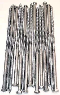 (15) Galvanized Hex Head 1/2 X 16 Lag Bolts Wood Screws • $64.99