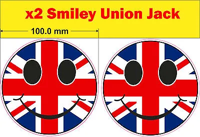 2x Union Jack Stickers Bumper Vw Mini Van Bus Decal Car Bike Acid Rave GB • $2.24