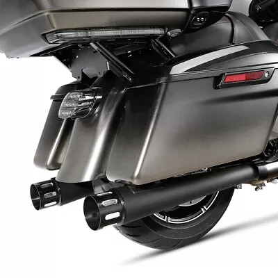 Black Megaphone Slip-On Mufflers Dual Exhaust Pipes Fit For Harley Touring 17-24 • $139.99