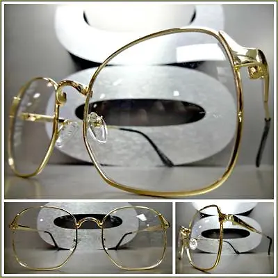 Mens Women CLASSIC VINTAGE RETRO Style Clear Lens EYE GLASSES Gold Fashion Frame • $14.99