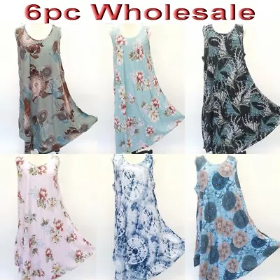 6pc Wholesale Women Summer Cotton Sleeveless Boho Dress Free Size Mixed • $59.50