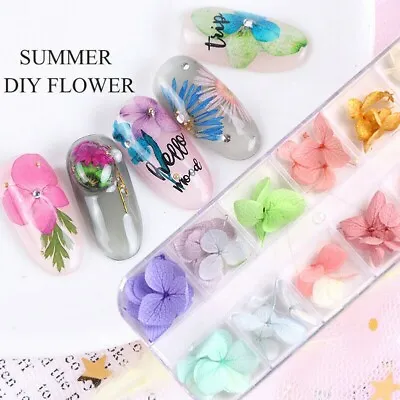 Real Dried Flowers 3D Nail Art Decor Design DIY Tips Manicure Accessories • £10.26