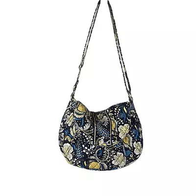 Vera Bradley Ellie Blue Crossbody Long Shoulder Strap Bag Purse Silver Hardware • $29