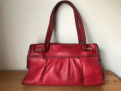$39.20 • Buy SIGRID OLSEN Dark Red Leather Satchel Handbag 