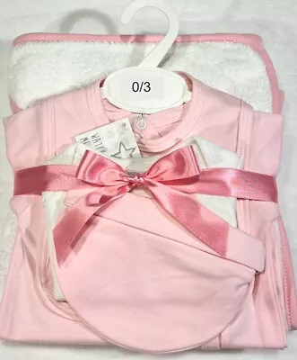 £9.99 • Buy 5pc Hooded Towel Gift Set - Pink & White, Cotton, Baby Shower (G02) 0-3 Months
