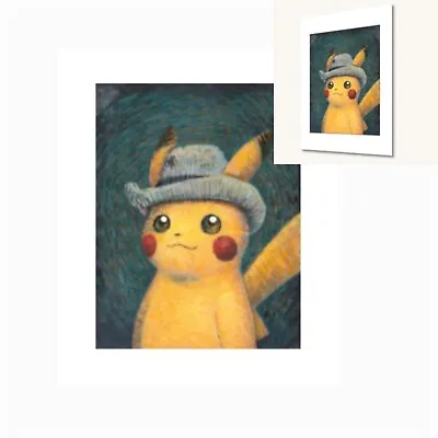 $135 • Buy Pokemon Van Gogh Museum: Pikachu Grey Felt Hat Paper Wall Art 30x40 ✅️