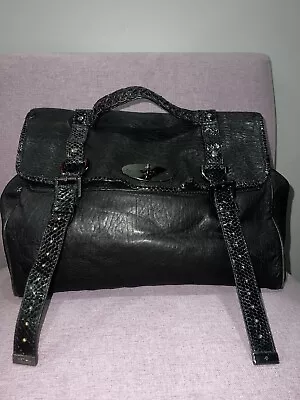 Mulberry Alexa Black Lamb/snake Skin Leather Satchel Bag Made In England • $149.99