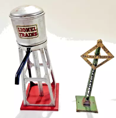 LIONEL TRAINS PREWAR VINTAGE #93 WATER TOWER And RR  Crossing Sign • $45