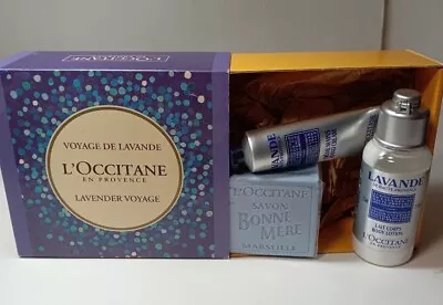 L Occitane Lavender Voyage Gift Set 1 Oz Hand Cream 3.5 Oz Soap 2.5 Body Lotion • $31.99