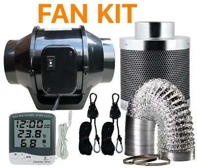 Carbon Filter Fan Kit Extractor Inline 4  Inch 100 Mm Grow Tent Set Hydroponics  • £79.50