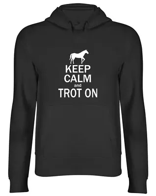 Horse Riding Equestrian Gifts Keep Calm & Trot On Hoodie Mens Womens Ladies Top • £17.99