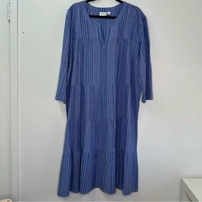 The Vermont Country Store Notch-Neckline Muumuu Tiered Gaze Cotton Dress Sz 2X • $38.94