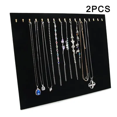 2Pcs Black Velvet Necklace Chain Stand Jewellery Holder Shop Display Bust UK • £9.59