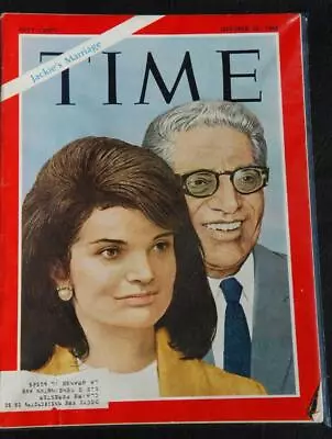 Vintage Time Magazine Oct 25 1968 - Jackie Kennedy & Ari Onassis Cover   M14 • $14.99