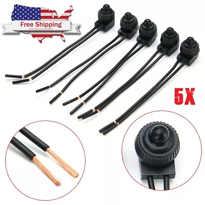 5Pcs Waterproof Push-Button Momentary On-Off Switch Toggle With 4  Leads NC NO • $14.98