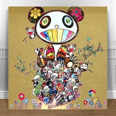 TAKASHI MURAKAMI PANDA BEARS CANVAS PRINT 24x24  JAPANESE POP ART Gold • $22.83