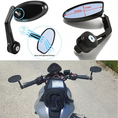 Black Motorcycle 7/8  Bar End Rearview Mirrors For Yamaha Yzf 600 R1 R1m R6 R6s • $25.99