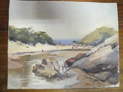 Dermont Hellier Oil On Board Landscape Australian Beach Scene • $95