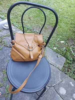 Ri2K Tan Genuine Leather Saddle Shoulder Crossbody Handbag  • £9.99