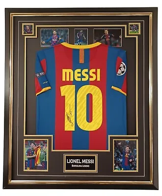 Framed MESSI Signed Shirt Autograph Jersey With Certificate Of Authenticity • £1295