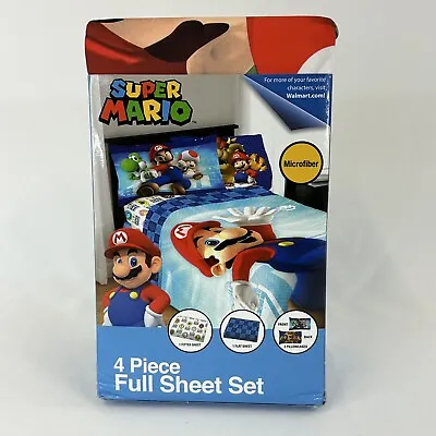 Super Mario Brothers 4 Piece Full Sheet Set Microfiber New In Package • $39.42