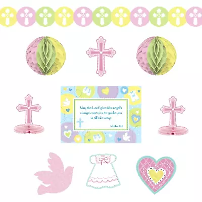 Religious Baptism Christening Pink Room Decorating Kit Garland Party Blessed Day • $20.95