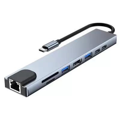 USB-C Hub 8-IN-1 Adapter 4K HDMI USB 3.0 Micro SD LAN RJ45 Ethernet Hub • $27.99