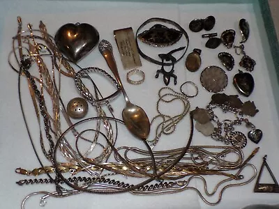 Huge Lot 925 Sterling Silver Vintage Jewelry Chains Pendants & More 369g (A90) • $215.99