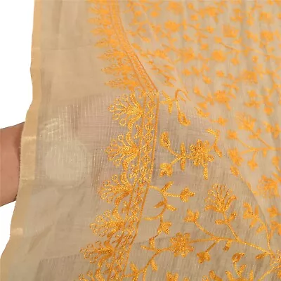 Sanskriti Vintage Dupatta Long Stole Chanderi Hand Embroidered Ari Work Scarves • $27.38