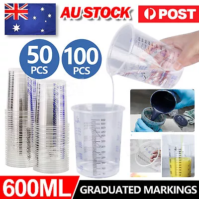 UP 50pcs Disposable Graduated Paint Mixing Cups UV Resin Epoxy Measuring Ratios • $18.85