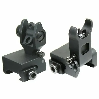 Premium Mil Spec Flip Up Front Rear Iron Sight Set Fits Picatinny Rails Flattop • $20.95