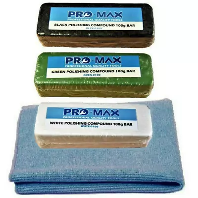 Pro-Max Steel & Stainless Steel 100g Metal Polishing Compound 4pc Kit • £9.90