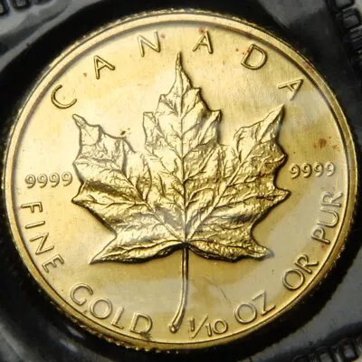 $5 CAD Gold Maple Leaf - 1/10 Oz 99.99% Gold - Gem BU - Low Mintage Date - A1408 • $152.50